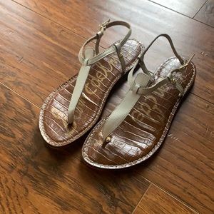 Sam Edelman Gigi White Leather T-Strap Sandal